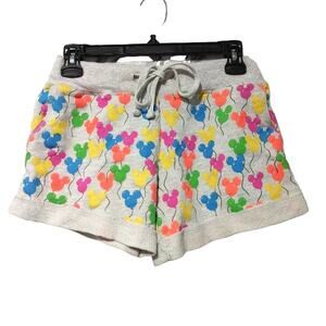 Disney Parks Icon Mickey Mouse Balloons Shorts Mid Rise Colorful Gray Womens XS